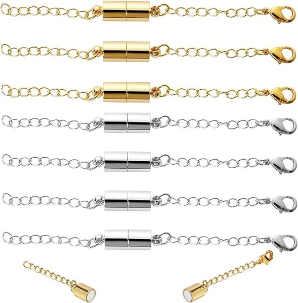 Magnetic Necklace Extender,8 Pcs Magnetic Necklace Clasps with Extender Chains Magnetic Necklace Clasps with Extender Chains Lobster Clasps Chain Extender Necklace Lobster Clasps and Closures 1