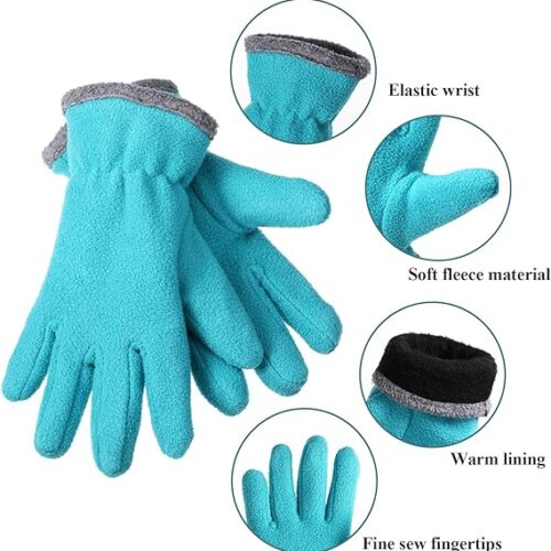 3 Pairs Kids Fleece Gloves Winter Full Fingers Gloves Soft Warm Mittens for Boys Girls Outdoors Activity Supplies