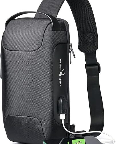 81U8tJrjTpL._AC_SY575_ Glivpny Waterproof travel Crossbody Bag for Men,Anti Theft Sling Bag with USB Charger Port,Shoulder Hiking Chest Bags