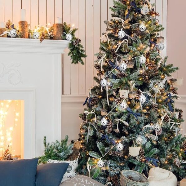 LED Disco Ball Decorations Mirror Disco Ball Ornaments 70s Disco Party Supplies Mini Disco Ball Tree Ornament Light Battery Operated Disco Ball with String for Christmas (Cold White,9.84 ft Long) 2
