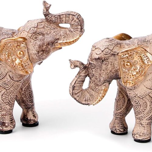 Smadeer Elephant Statue for Home Decor Accents,Small Elephant Figurine with Trunk up for Shelf Bookshelf Table Living Room Desk Office Indoor Decorations,Elephant Decor for Woman and mom