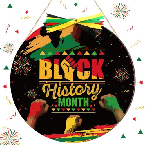 Boao Black History Month Welcome Door Sign Kente Hanging Door Decor African American Wooden Sign Black History Door Decorations Door Hanger for Outdoor Farmhouse Porch Front Door