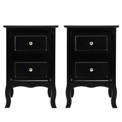 Set of 2 Bedroom Bedside Table Nightstand End Side Organizer 2 Drawers Storage