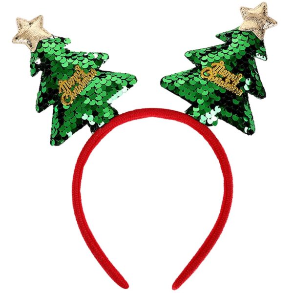 CIVFCRT Christmas Headbands Christmas Tree Hair Bands Glitter Green Sequins Christmas Tree Headbands Holiday Party Gift for Women Girl Hair Decoration Accessory (Christmas Tree) 1