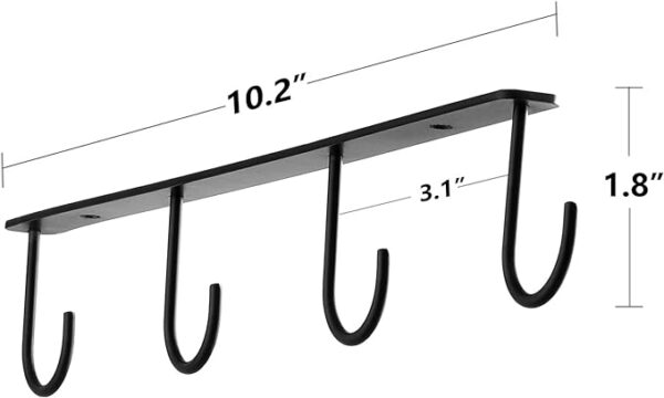 Mkono Under Cabinet Mug Hanger Set of 3 Metal Mug Hooks Coffee Cup Holder with 12 Hooks Simple Coffee Mug Organizer for Cabinet Shelf Modern Mug Storage Display Rack for Kitchen Coffee Bar, Black 3