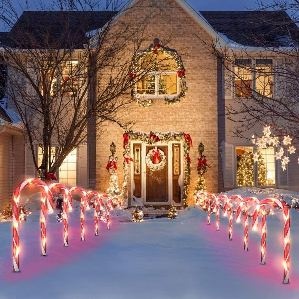 12pcs Candy Cane Pathway Light Christmas Light Outdoor Home Christmas ...