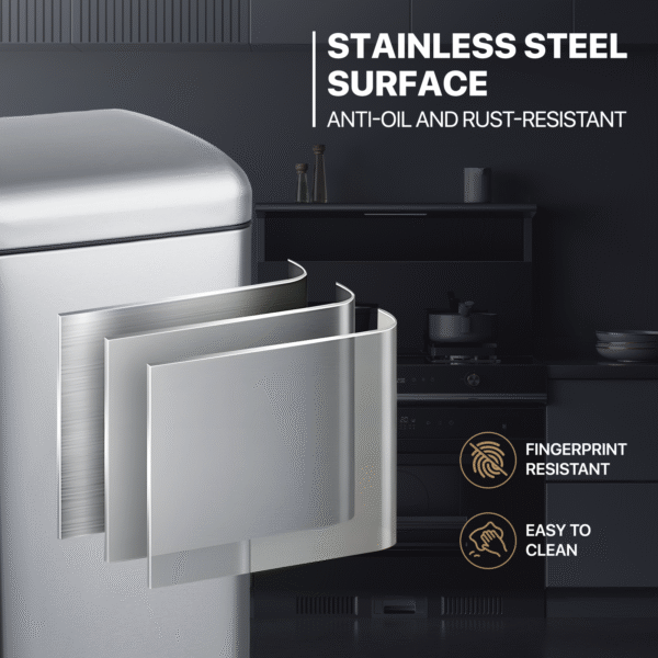 Stainless Steel Step On Trash Can Kitchen Garbage Bin Bathroom 8 Gallon Dustbin 2
