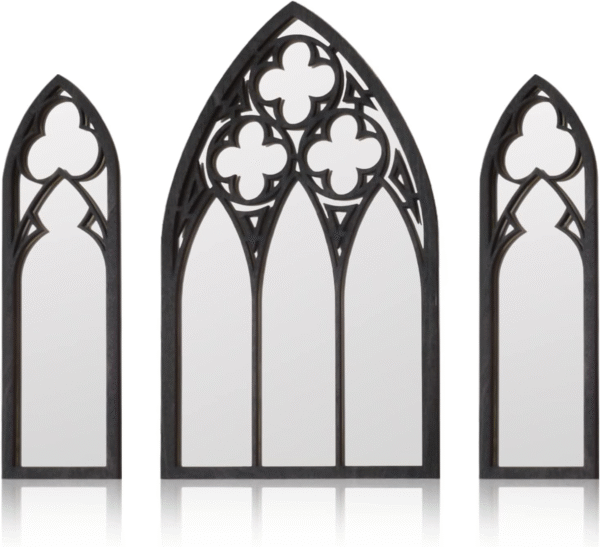 3 Pack Gothic Mirrors Wall Decor, Cathedral Arch Frame Tiny Mirror Goth Room 1