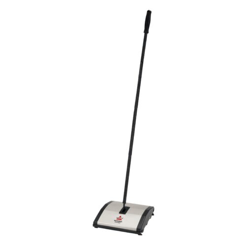 Natural Sweep Carpet & Floor Manual Light Sweeper Dual Rotating Brushes Silver