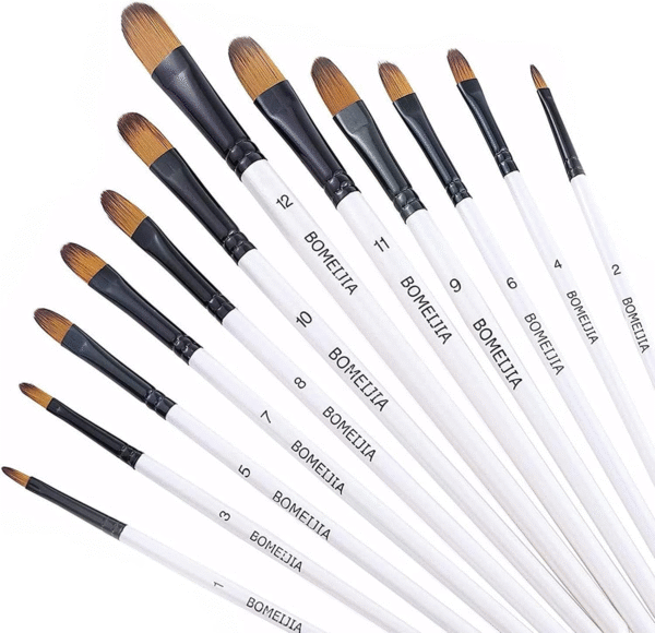 Filbert Paint Brushes Set 12 PCS Artist Brush for Acrylic Oil Watercolor 1