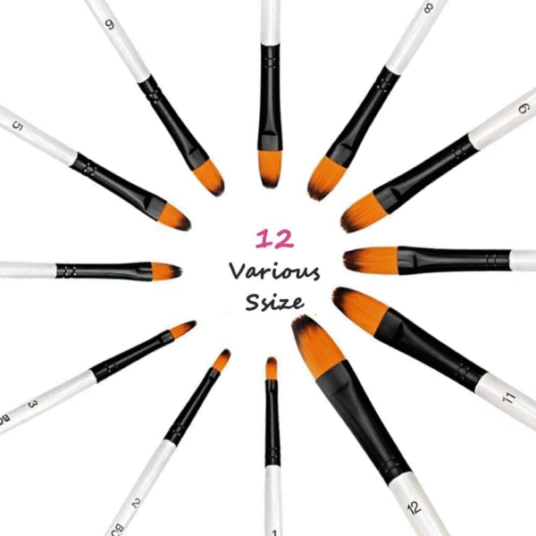 Filbert Paint Brushes Set 12 PCS Artist Brush for Acrylic Oil Watercolor 2
