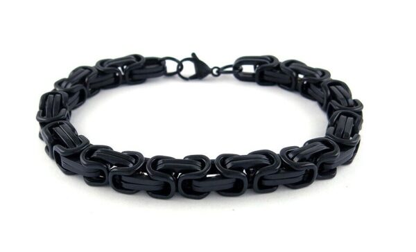 Men's Stainless Steel 8MM Black Mechanic Byzantine Bracelet Link Chain 8.5" 1