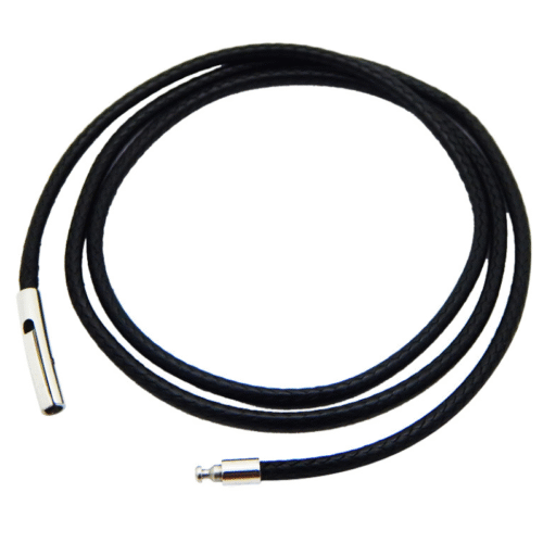 2mm Black Rope Leather Cord Chain Necklace Stainless Steel Clasp 18"