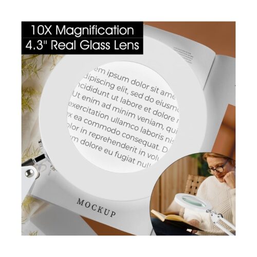 Magnifying Glass with Light and Stand, Qsky 10X Real Glass 2-in-1 Desk Lamp &...