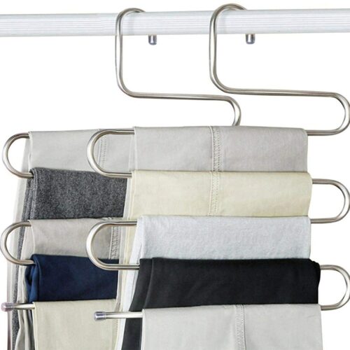 s-l1600 Trousers Hanger 5 Layers S Shape Pants Scarf Hanger Holder Closet Space Saver