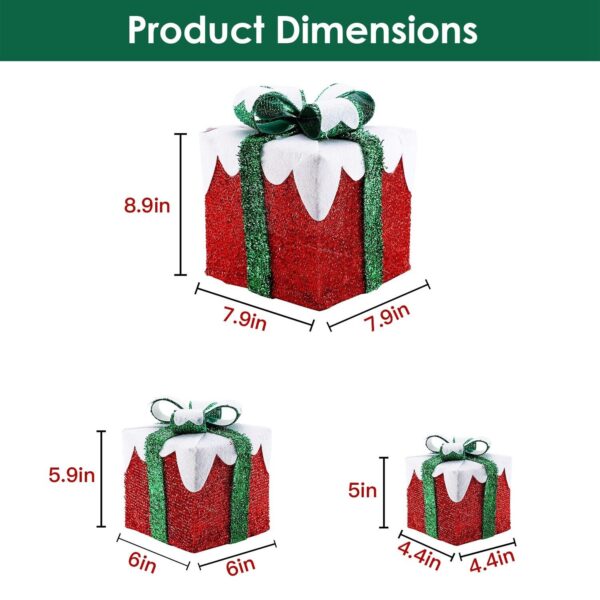3PCS Christmas Lighted Gift Boxes Indoor Outdoor Home Yard Party Decoration 2