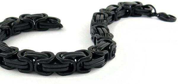 Men's Stainless Steel 8MM Black Mechanic Byzantine Bracelet Link Chain 8.5" 2