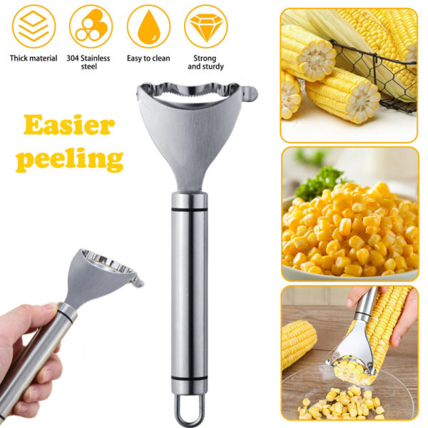 2Pcs Corn Cob Peeler Stainless Steel Stripper Cutter Remover Kitchen Kernel Tool 2