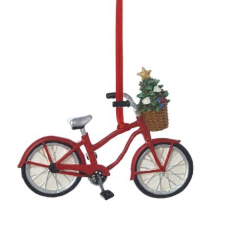 Red Bicycle with Basket Christmas Tree Ornament Decoration Bike C7247 New