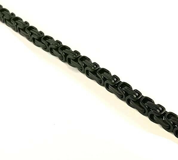 Men's Stainless Steel 8MM Black Mechanic Byzantine Bracelet Link Chain 8.5" 3