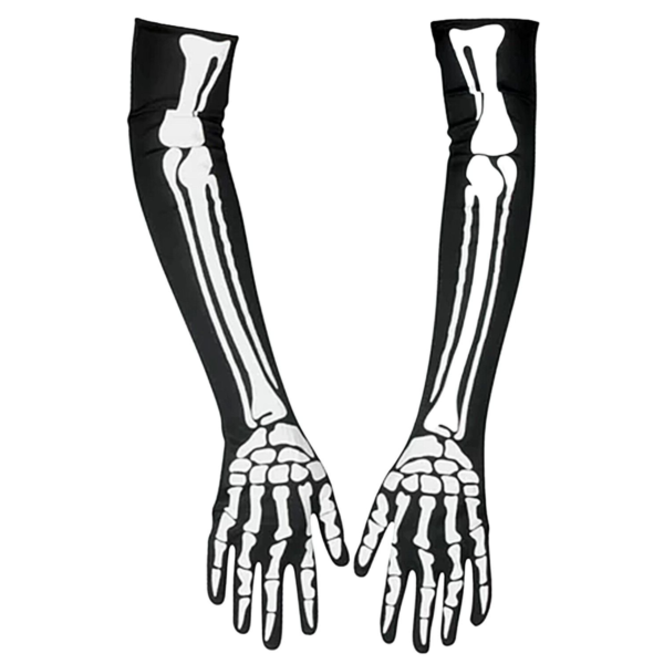 Gothic SKELETON HAND/ARM BONES LONG OPERA GLOVES Cosplay Costume Accessory Adult