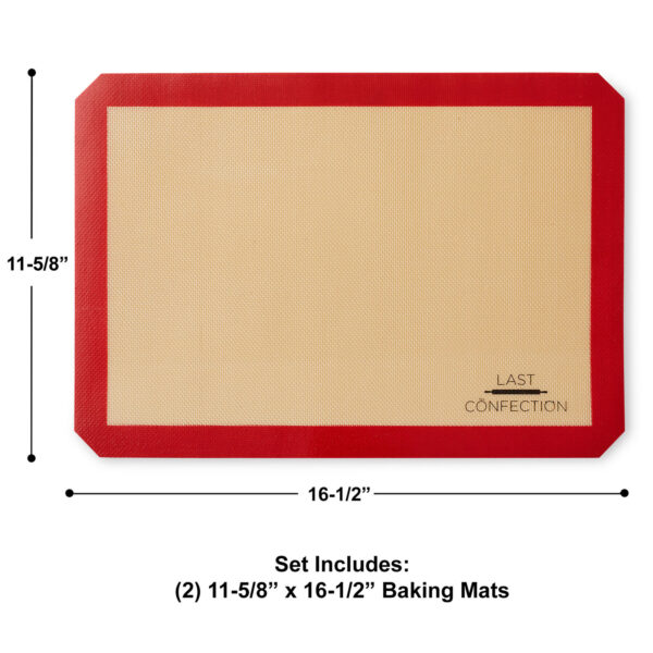 2 Non-Stick Silicone Baking Mats Tray Pan Liners - Half Sheet 11-5/8" - 16-1/2" 3