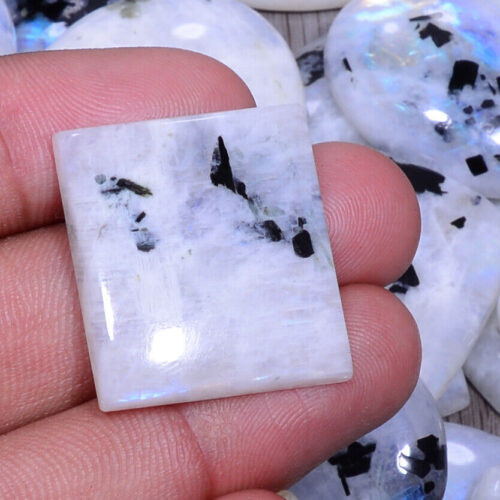s-l1600 (14) Black Dotted Rainbow Moonstone Loose Gemstone Mix Lot All Size and Shape 100 Carat