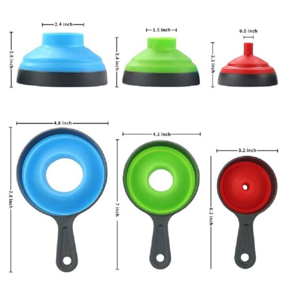 3 Pcs Collapsible Kitchen Funnel Set-Kitchen-Grade Wide Mouth Canning Funnels 3