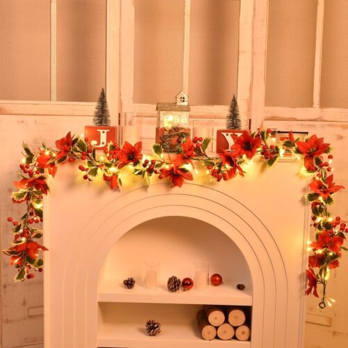 s-l1600 (14) 6ft Christmas Garlands with lights Holly Berry Garland Door Fireplace Decoration