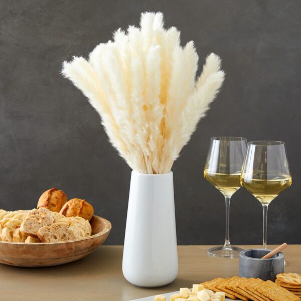 40 Pack Dried White Pampas Grass with Ceramic Vase for Home Decor, 16 In 2