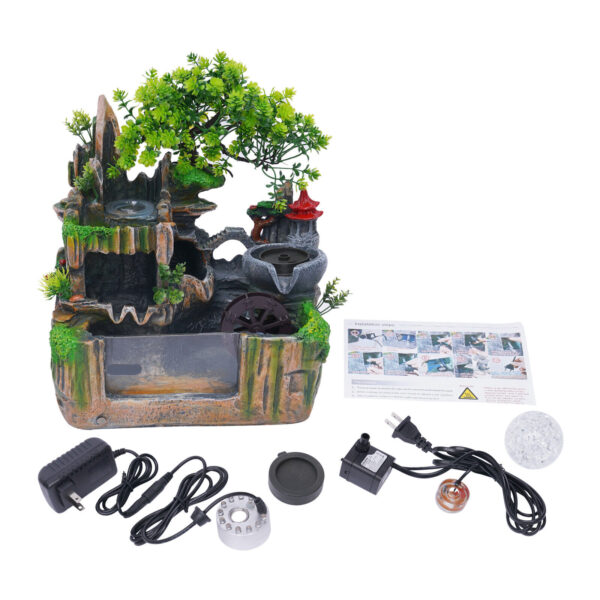 Classical Rockery Fountain With Led Lamp Glass Ball For Indoor Decor + Atomizer 2