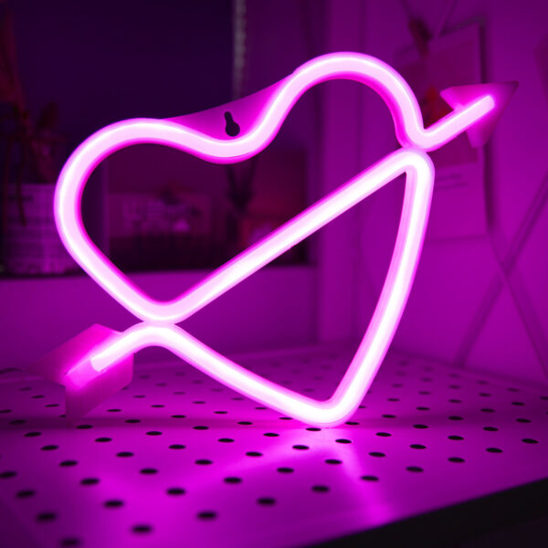 Pink Heart Love Valentine LED Sign Light Wall Hanging Party Decor Valentines Day 3