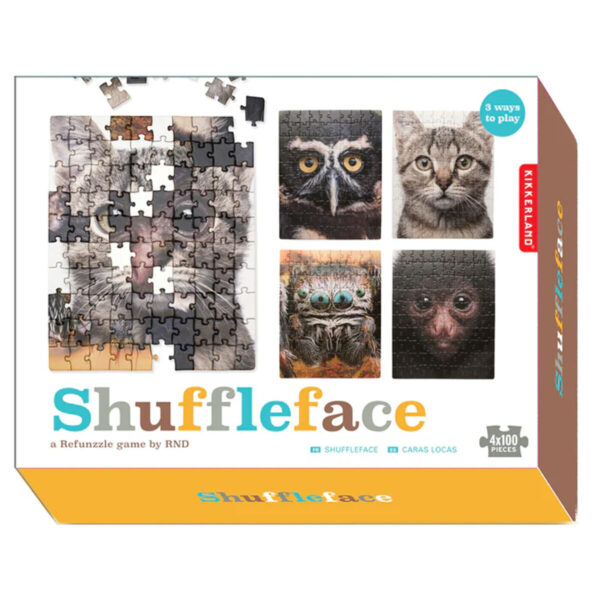4 Set of 100 Piece Shuffleface Puzzles for Kids Adults, Mix and Match