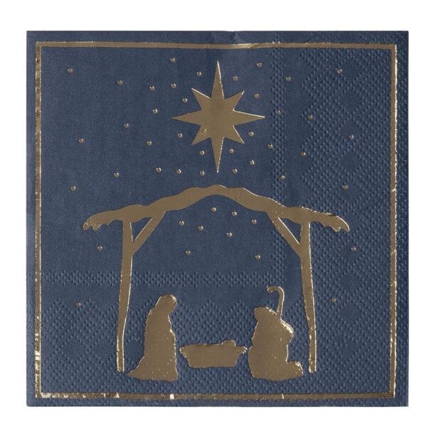 50x Christmas Cocktail Napkin Paper Disposable for Party, 5x5" Nativity of Jesus 1