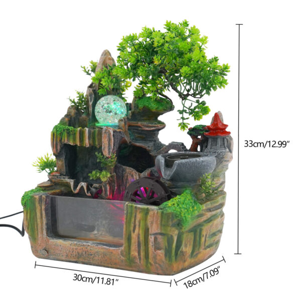 Classical Rockery Fountain With Led Lamp Glass Ball For Indoor Decor + Atomizer 3