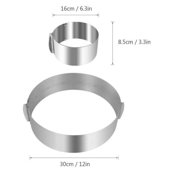 Adjustable 6-12" Stainless Steel Round Cake Ring Decorating Mould Baking Tool 3