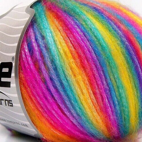 Ice PICASSO Yarn #64626 RAINBOW Soft BRIGHT COLOR Self Striping 50 Grams