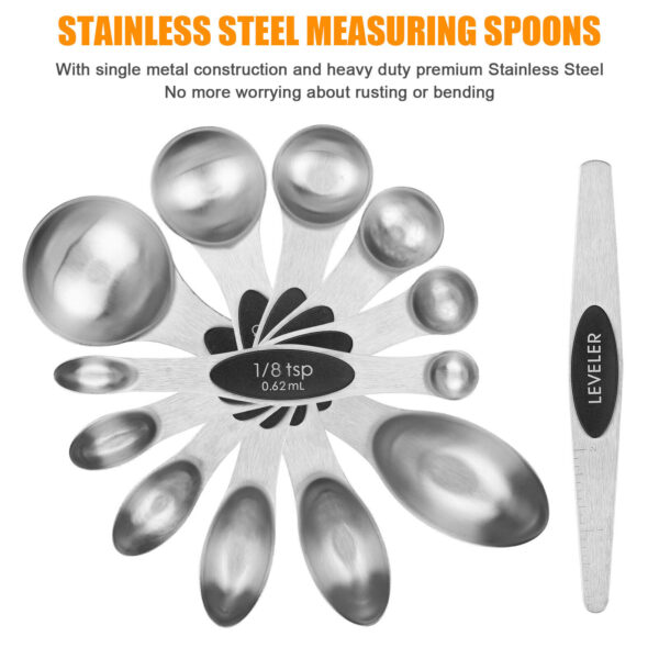 7pcs Magnetic Measuring Spoons Dual Sided Stainless Steel Kitchen Spoon Leveler 2