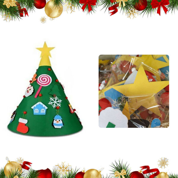 3FT Hanging DIY Felt Christmas Tree Set Detachable 3D Ornaments Xmas Gift Decor