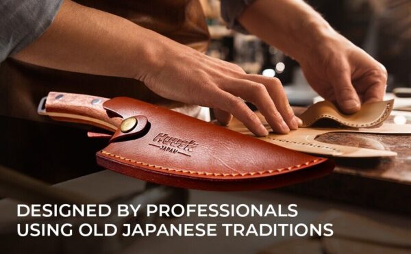 SET Huusk Japanese Kitchen Knife with Premium Leather Sheath. Knife with holder 3