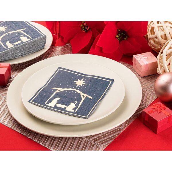 50x Christmas Cocktail Napkin Paper Disposable for Party, 5x5" Nativity of Jesus 3