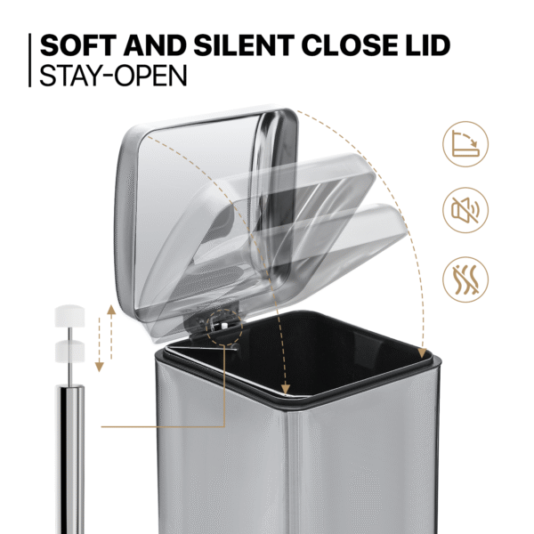 Stainless Steel Step On Trash Can Kitchen Garbage Bin Bathroom 8 Gallon Dustbin 3