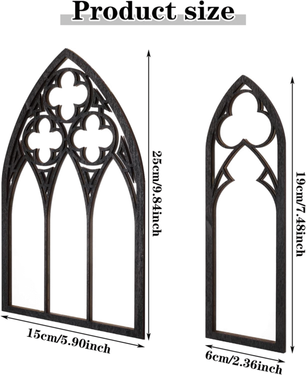 3 Pack Gothic Mirrors Wall Decor, Cathedral Arch Frame Tiny Mirror Goth Room 2