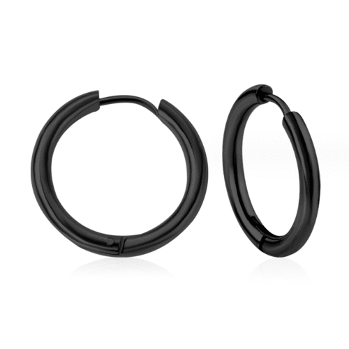 Men Women Stainless Steel Small Huggie Earrings Cartilage Lip Piercing Nose Hoop Black 10mm