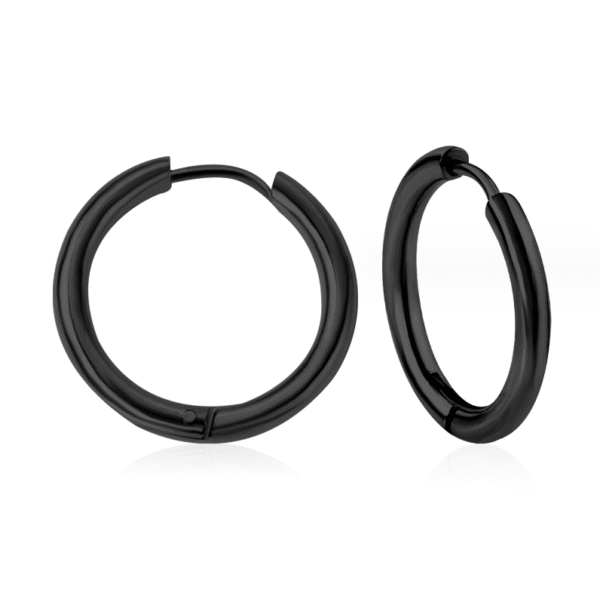 Men Women Stainless Steel Small Huggie Earrings Cartilage Lip Piercing Nose Hoop Black 10mm 1
