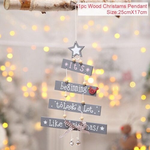 s-l1600 (20) Wooden Xmas Tree Ornaments Pendants Hanging Party Decor Merry Christmas Gift