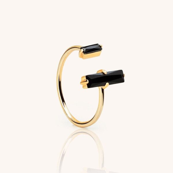 Black Onyx Bar Sterling Silver Ring Minimalist Healing Resizable Women Ring Gift