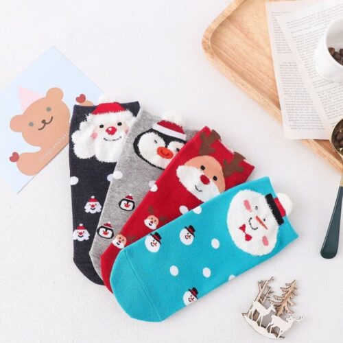 Woman and Men Christmas Family fun Socks Low Cut Ankle Socks 4 Pairs