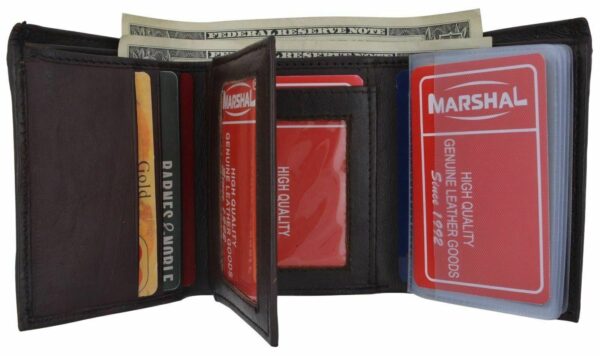 Mens Trifold Leather Wallet Multi Pockets Classic Style Card ID Lambskin 2