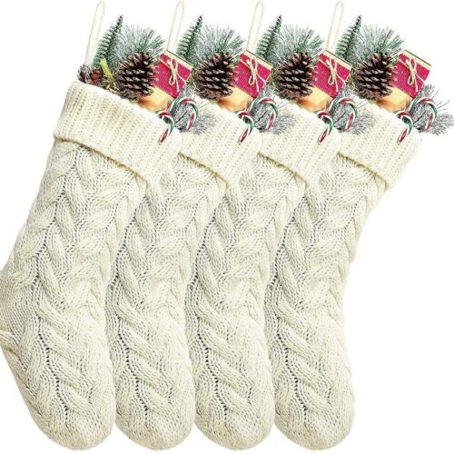 Unique White Cream Knit Christmas Stocking Xmas Gift Fillers